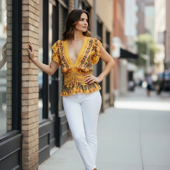 FARM Rio Yellow Floral Top - Picture 2 of 2